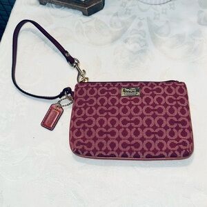Coach Madison Op Art Needlepoint Wallet Wristlet – Cranberry